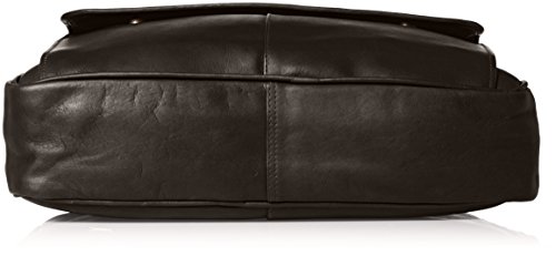 Piel Leather Slim Top-Zip Briefcase, Black, One Size #TOP3