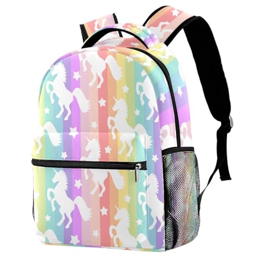Sac à dos d'école licorne multicolore pour adolescente, grand sac de voyage