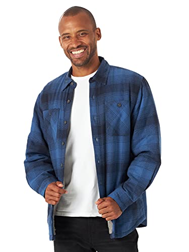 Wrangler Authentics Herren Langärmelige Hemdjacke mit Sherpa-Futter Hemd, Blau (Admiral Blue), Klein