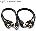 S SYDIEN 12 Inch RCA Splitter 1 Female to 2 Male 2 Pack, RCA Y Cable RCAs Video Car Audio Cable Splitter RCAs Adapter Black
