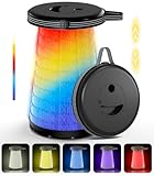 Collapsible Camping Stool with Lights (5 Colors, 3 Modes), Holds up to 400 lbs & Adjustable Height (10 Levels), Portable Folding Chair Stool Seat for Fishing, Parties, Hiking, Travel, Outdoor Events