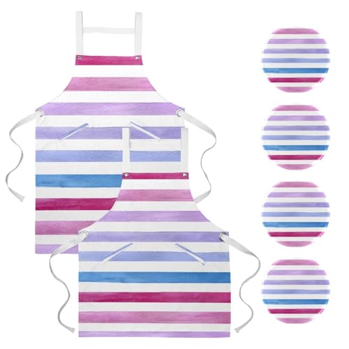 Tablier de serveuse anti-taches lot de 2 avec poches et broches de fixation