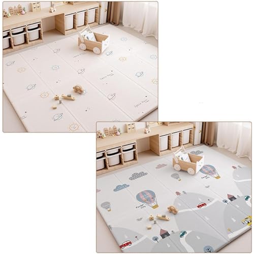 ULOVEJOYプレイマット 折りたたみ 両面使用可 軽量 滑り止め 防水防汚 防寒 湿気遮断 弾力性 厚手 おしゃれ 可愛い プレイマット 赤ちゃん 赤ちゃん 幼児 ベビープレイマット 敷物 クロールマット クッションマット 無毒 知育 遊び 転倒防止