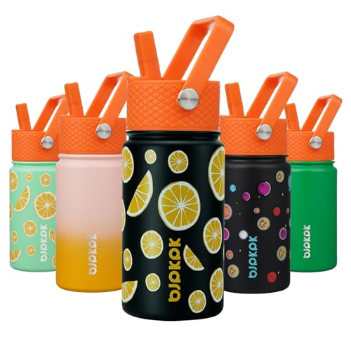 BJPKPK Insulated Water Bottle, 15oz Stainless Steel with Straw Lid
