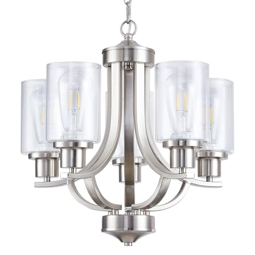 TELAFLY 5-Light Brushed Nickel Chandelier