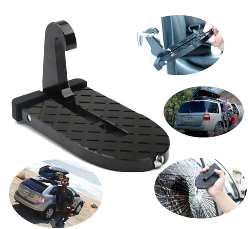 Image of GALLY Car Door Step Ladder for SUV & Jeep | Easy Access to Roof Rack & Rooftop | Foldable Anti-Skid Aluminum Doorstep with Rubber Protection & Emergency Safety Hammer