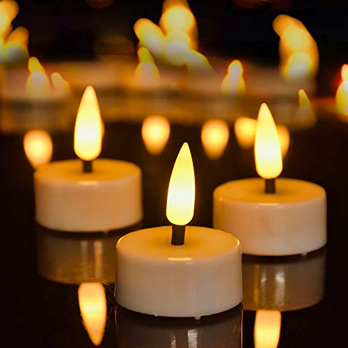 Honghauth ティーライトキャンドル 電池式 12個パック フレームレス ちらつきLEDティーライト リアルな電気フェイクキャンドル ハロウィン クリスマス 結婚式 パーティー 部屋 ホームデコレーション 誕生日 温白色