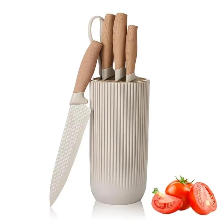 6-Piece Kitchen Knife Set for Home, Anti-Rust Non-Stick Stainless Steel Sharp Chef Knife Sets with Universal Knife Block for Kitchen, Ergonomical Design