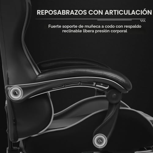Miniatura 7 de Gtplayer Silla De Videojuegos Ergonómica Para Masaje Con Reposapiés Y Soporte Lumbar, Altura Ajustable, Asiento Giratorio De 360 Y Reposacabezas Para Oficina, Color Blanco