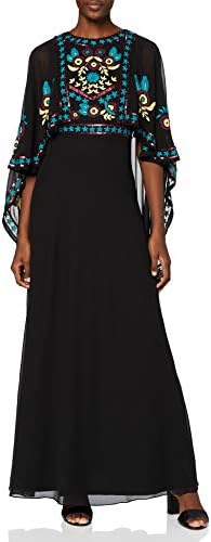 فستان كوكتيل طويل مطرز بأكمام قصيرة من فروك اند فريل فستان كوكتيل طويل مطرز بأكمام قصيرة من فروك اند فريل