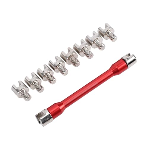 Fafeicy Juego de Llaves para Radios de Motocicleta, Llave Dinamométrica de Aleación de Aluminio de 5,0 a 6,8 Mm con 8 Cabezales de Repuesto, para Ajuste de Cables de Neumáticos de Moto