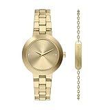 Armani Exchange Orologio da donna in acciaio inossidabile color oro, 36 mm, AX7177SET