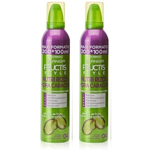 Garnier Fructis Style Espuma Hidra-Rizos 5 Acciones, 200 ml (Paquete de 2)