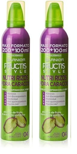 Garnier Fructis Style Espuma Hidra-Rizos 5 Acciones, 200 ml (Paquete de 2)
