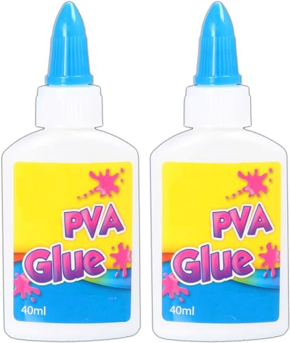 2 x 40ml Pva Glue Bottle Children's Craft Art School Home Office Paper Wood Fabric