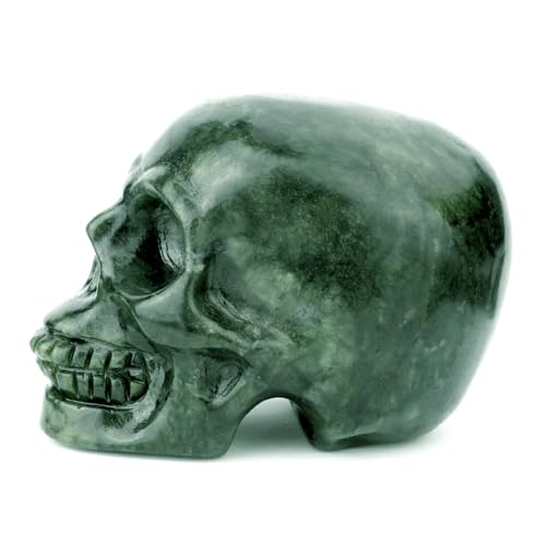 Estatua calavera de jade real tallada a mano 8.4 cm miniatura 3