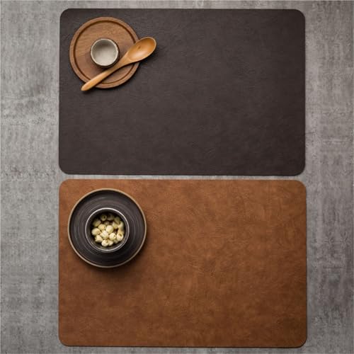 Set de table en cuir imperméable pour protéger la table des taches et de la chaleur - 5