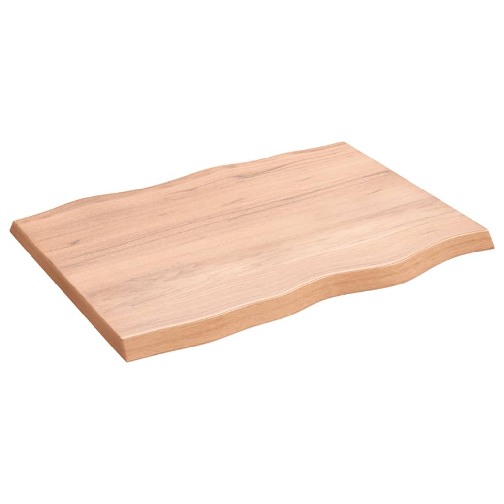 Eiche Tischplatte 80x60 cm handgefertigt mit Baumkante Lackiert Hellbraun Massivholz Arbeitsplatte Küche Esstisch für Wohnzimmer Gastro Büro