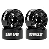 MEUS RACING 0.7 Beadlock Wheels Rims Wheel for Axial SCX30 Redcat Ascent-32 1/30 1/32 RC Crawler Upgrades (Type A, Black)