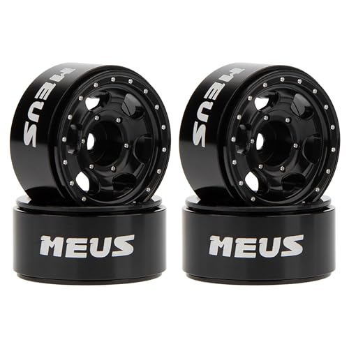 MEUS RACING 0.7 Beadlock Wheels Rims Wheel for Axial SCX30 Redcat Ascent-32 1/30 1/32 RC Crawler Upgrades (Type A, Black)