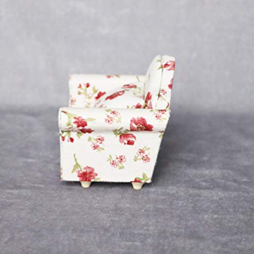 Healifty 1/12 Casa de Bonecas Sofá Flor Miniatura Poltrona Modelo DIY Mini Acessórios de Artesanato
