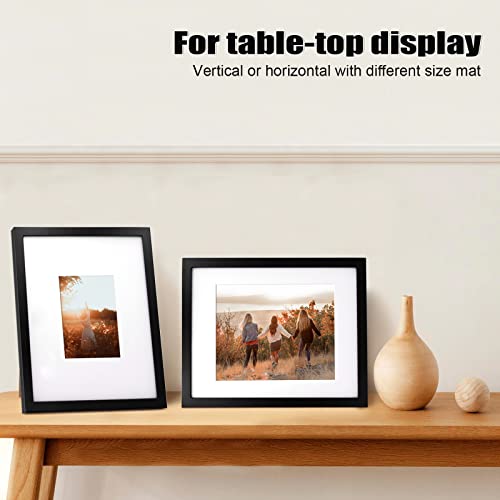 KINLINK 11x14 Picture Frame Black, Solid Wood Frames with Acrylic Plexiglass for Pictures 5x7/8x10 with Mat or 11x14 without Mat, Tabletop and Wall Display, Set of 4 by KINLINK - Image 4