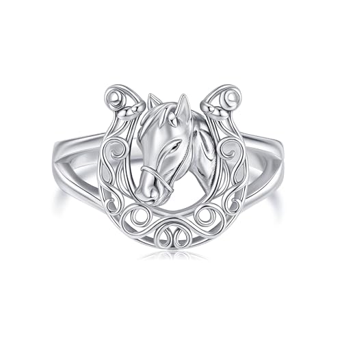 Bague fer à cheval celtique en argent sterling 925 massif pour homme et femme