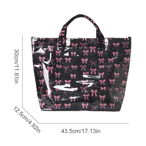 Image of Striped PVC Tote Bag for Women, Waterproof Plastic Hobo Handbag Summer Tote for Beach, Pool & Ideal Gift