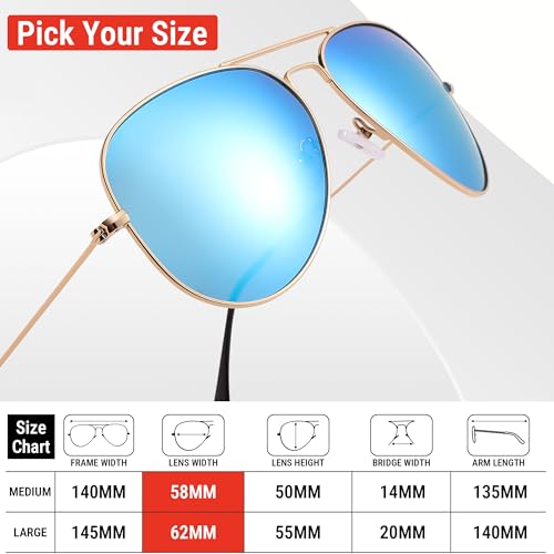 Image of Pro Acme Aviator Sunglasses for Men Women Classic Polarized UV400 Protection