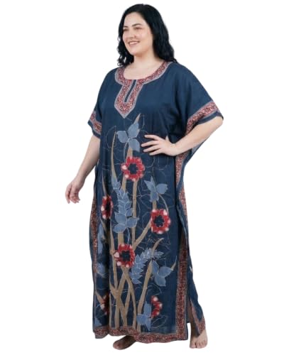 Image of Oussum Women Kaftan Plus Size Polyester Summer Lightweight Caftan Swimsuit Cover Ups Maxi African Mumu Lounge House Dress