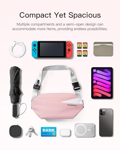 Image of Inateck Sling Bag, Stylish Crossbody Bag with Adjustable Shoulder Strap, Water-Resistant Shoulder Bag for Men and Women Multipurpose Sling Bag (Pink)