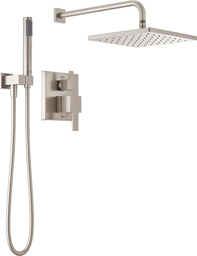 Delta Modern 14 Series Square Rain Shower System Faucet Set,