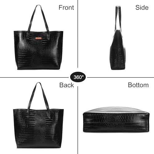HAWKWOOD Crocodile Pattern Large Tote Bag,Faux Leather, Shoulder Handbag 2 41bTV8vr1LL. SL500