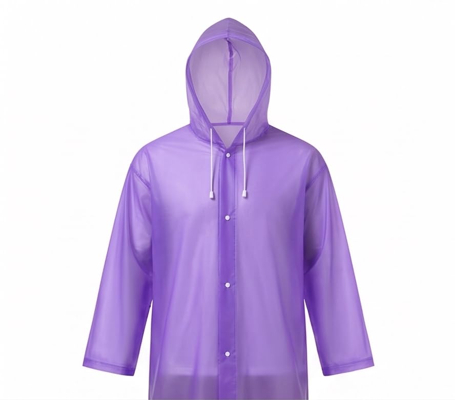 Waterproof Hooded Raincoat for Men & Women | Lightweight Reusable Rain Wear | Full Sleeve with Front Button Closure-image-22