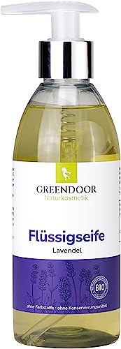 GREENDOOR bio Flüssigseife LAVENDEL vegan 250ml, Seife biologisch abbaubar, ohne Parabene, natürlich ohne Tierversuche, flüssige Handseife, Naturseife