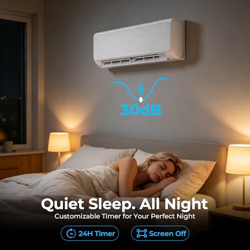 Image of 24000 BTU Mini Split AC with Heating System,19 SEER2 Ductless Inverter Air Conditioner Cools Up to 1500sq.ft,208-230V, 24H Timer,Easy Installation Kit