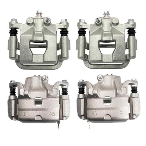 Image of TRQ Front and Rear Brake Caliper Set Zinc Coated Brackets Compatible with 2010-2012 Nissan Altima