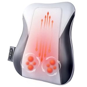 Rückenmassagegerät mit Hitze, Kabelloses Shiatsu Massagegerät mit beweglicher Massagekopf, 3D Deep Tissue Kneten Lendenwirbelmassagegerät für Nacken Rücken Schulter Bein Schmerzlinderung