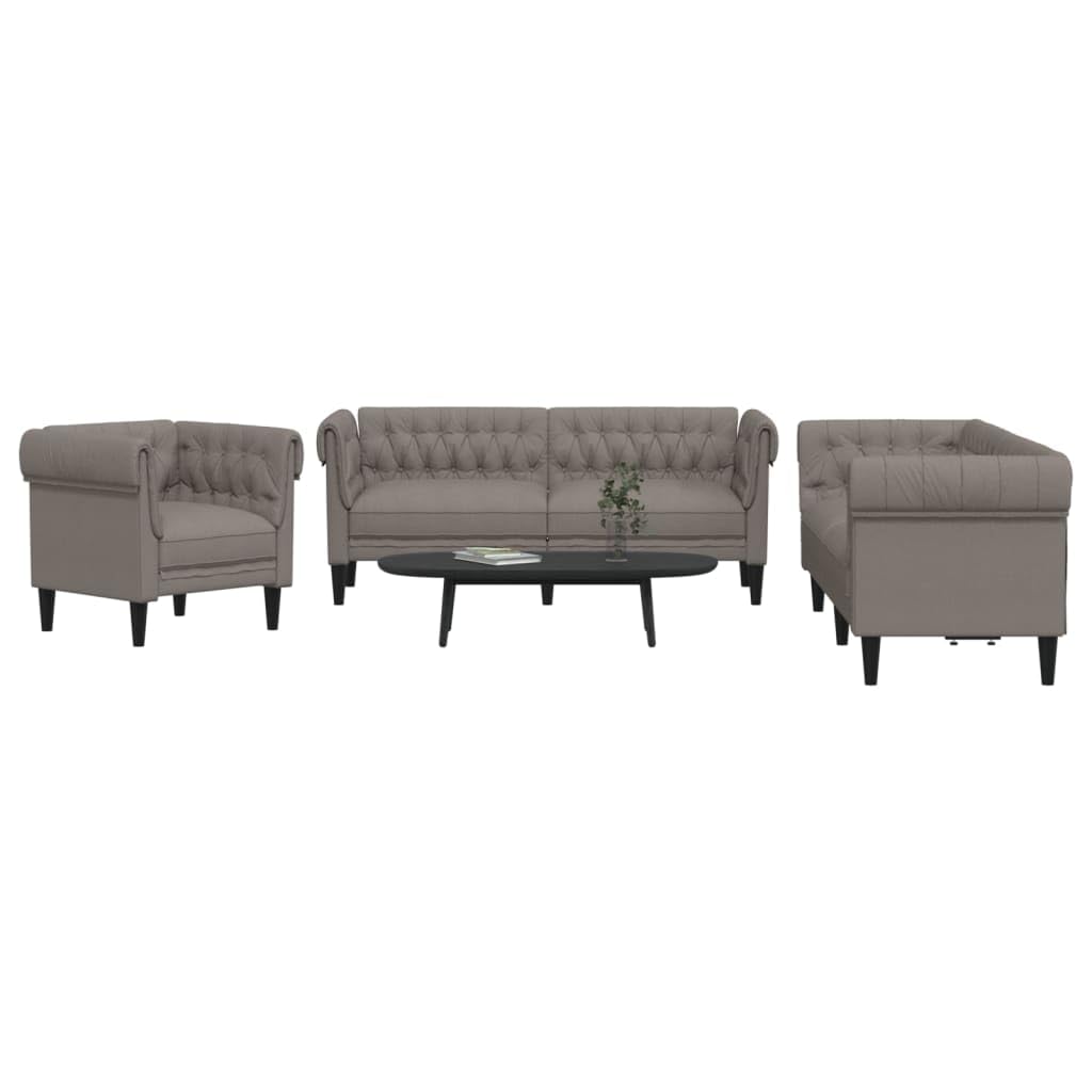 Juego de 3 piezas para sala de estar, tela de color pardo, sofá, sofá, sofá, sofá, salón, tapizado, con reposabrazos, respaldo para relajación, lectura, televisión, habitación de invitados