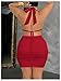 Floerns Women's Plus Size Going Out Halter Dress Deep V Cowl Neck Date Night Bodycon Mini Dresses Red X-Large Plus