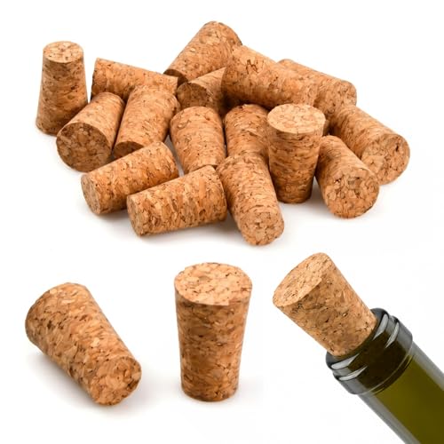 20 Pcs Natural Wood Corks for Craft Tapered Cork Stoppers Replacement Leakproof Wine Bottle Corks Plugs for Wine Beer Liquor Bottles DIY Crafts Decoration 22x17x35mm