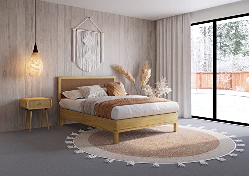 Bme Nipe 14 Inch Deluxe Bed Frame With Adjustable Headboard - Rustic & Bohemian Unique Style With Acacia Wood - No Box Spring Needed - 12 Strong Wood Slat Support - Easy Assembly - Full, Natural #TOP2