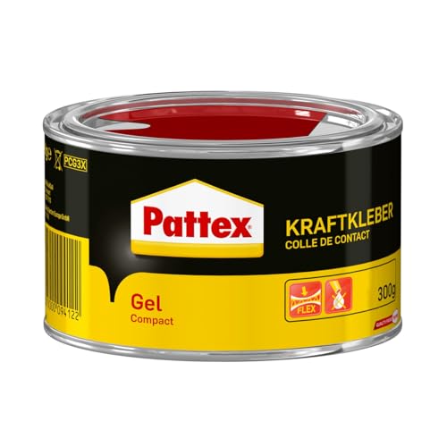 Pattex Kraftkleber Compact, extra starker Kleber ohne Tropfen und Fäden ziehen, Klebstoff für senkrechte und poröse Oberflächen, Kontaktkleber in Gelform, 1x300g Pattex Kraftkleber Compact, extra starker Kleber ohne Tropfen und Fäden ziehen, Klebstoff für senkrechte und poröse Oberflächen, Kontaktkleber in Gelform, 1x300g