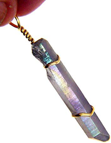 14kt Gold Filled Hand Wire Wrapped Angel Aura Quartz Crystal Pendant with GP Chain Necklace 2992P h