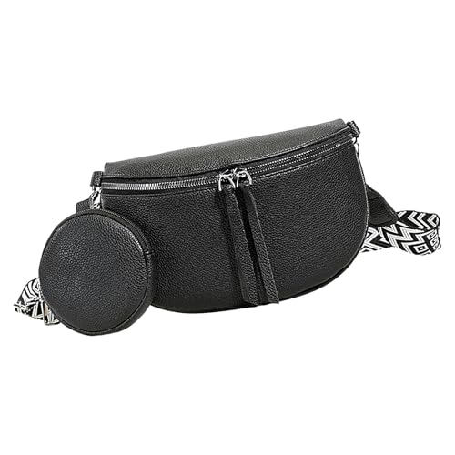 Mochila bandolera ligera e impermeable en color negro y marron de tamano compacto