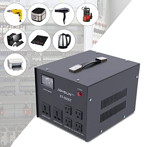 5000 Watt Voltage Transformer Converter 5KW Step Up/Down Transformer Regulator/Stabilizer 120V-220V 220V-110V Voltage with Builtin Regulator for Air Conditioners Refrigerators Washing Machines3