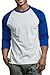 TOP PRO Men's 3/4 Sleeve Casual Raglan Jersey Baseball Tee Shirt (L, Royal Blue/White)