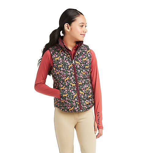 ARIAT Girls Emma Reversible Vest Navy Floral XL