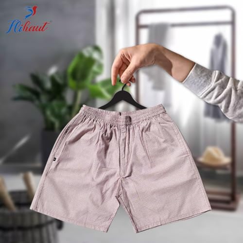 Image of Men's Cotton Shorts Waistband, Zip Fly, 1 Zip Pocket, Back Pockets (Pack of 2)