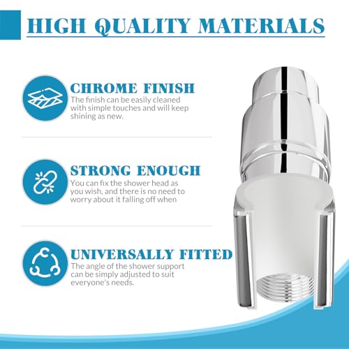 Adjustable Handheld Shower Head Holder Bracket Easy Wall Mount Shower Head Mount for Bathroom Hand Shower All Metal Adjustable Shower Bracket for Connecting Shower Arm and Shower Hose (Chrome) - Thumbnail 5
